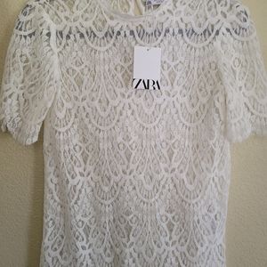 Zara White Lace Top